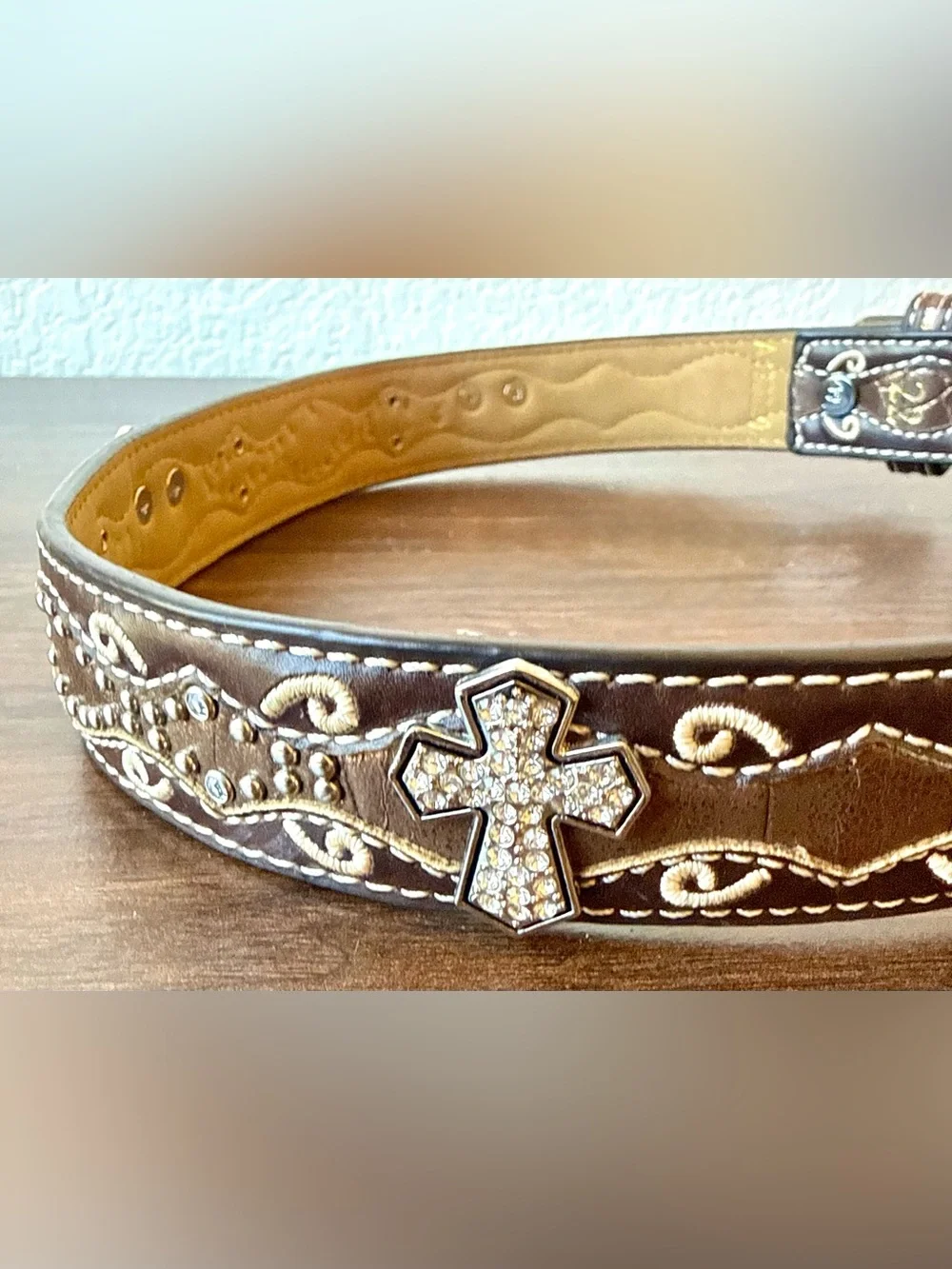 Ariat Brown Leather Kids Western Belt with Ornate Silver Buckle 22